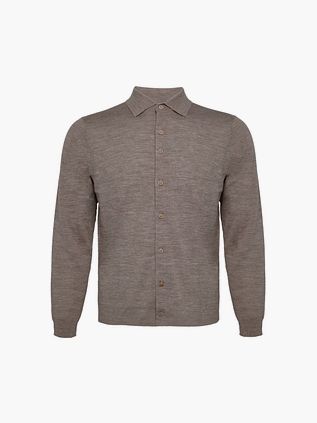 R2 Amsterdam Strikket Pullover Skjorte Merino Beige