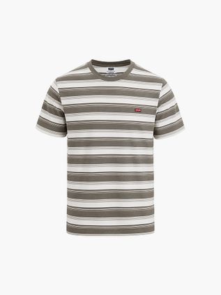 Levi's T-shirt a righe in cotone marrone e bianco
