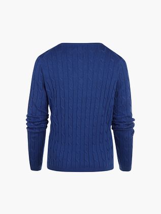 Steppin' Out Zopfpullover Damen mit V-Ausschnitt in Kobaltblau