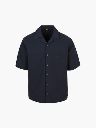 BOSS Lapisy Overhemd Seersucker Navy