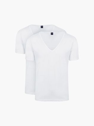 Suitable Vitaru T-Shirt z głębokim dekoltem V biały 2-pack