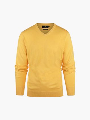Jersey de cashmere Steppin' Out con cuello de pico en amarillo