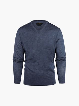 Steppin' Out Trøje med V-udskæring i Indigo Blå Merinould