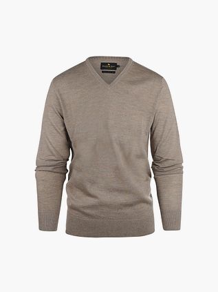 Steppin' Out Pull Col-V Laine Mérinos Taupe