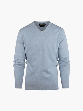 Steppin' Out Trøje i bomuldskashmir med V-hals i himmelblå