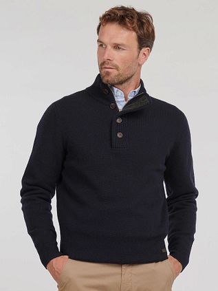 Sweter Barbour z wełny z naszywką, granatowy