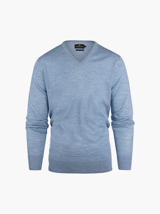 Steppin' Out Pullover V-ringad i Merinoull Sky Blue