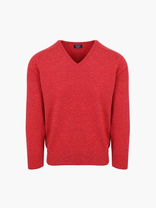 William Lockie V-Neck Lambswool Poppy Melange