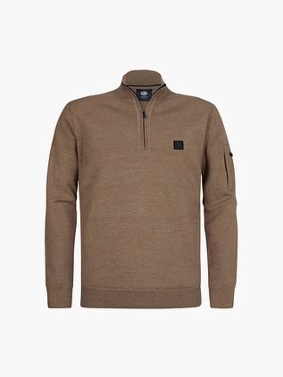 Petrol Half-Zip Sweater Oak Brown
