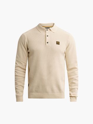 PME Legend Knitted Longsleeve Polo Bone White