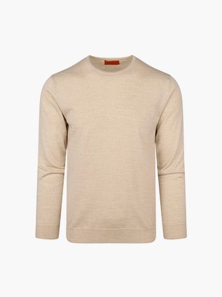 Suitable Sweter z wełny merino O beżowy