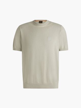 BOSS Strikket t-shirt Kanache Ecru