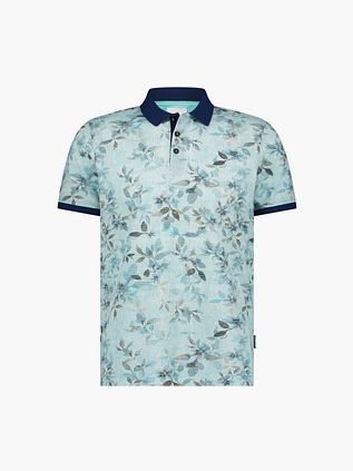 State of Art Poloshirt Piqué Impression Bleu Clair