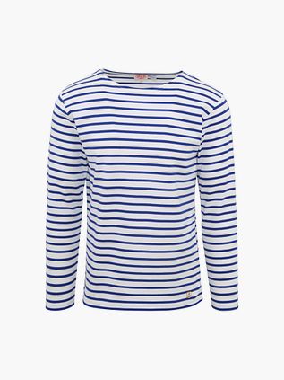 Armor-Lux Pull Rayures Bleu Cobalt Blanche