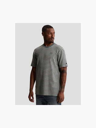 Cast Iron T-shirt Stripe Blue Mirage