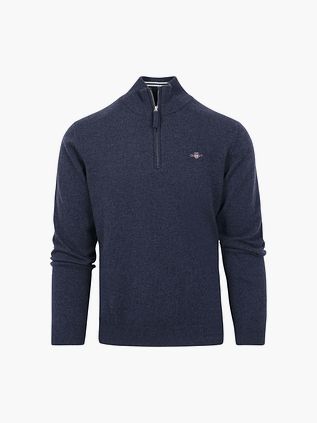 Gant Halvzip Ulv Trøje Logo Meleret Navy