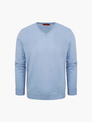 Suitable Pullover V-Neck Wool Light Blue
