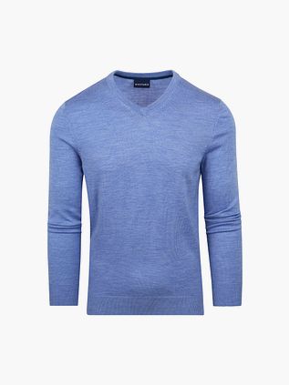 Suitable Merino Pullover V-Hals Lysblå
