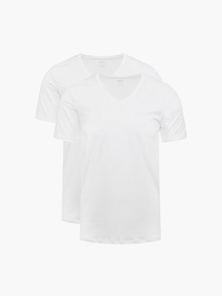 Mey V-hals Dry Cotton T-shirt Hvid 2-pak