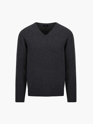 Pullover William Lockie in lana d’agnello antracite scollo a V