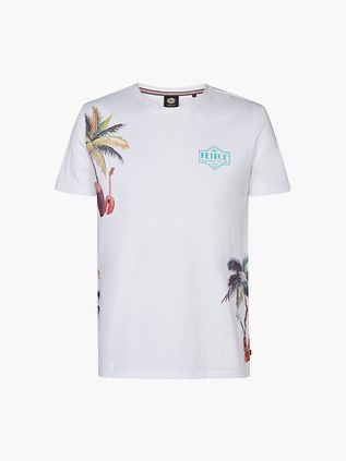 T-Shirt Petrol Islandcrest Print Blanc