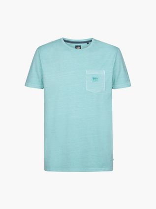 T-shirt Petrol z kieszenią w kolorze błękitnym melanż