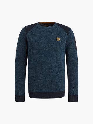 PME Legend Trøje i Ribstrik i Marineblå Melange