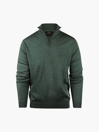 Steppin' Out jersey de merino con media cremallera en verde salvia