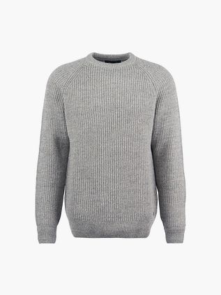 Barbour stickad tröja i lammull, stengrå