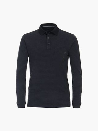 Polo de manga larga a rayas Casa Moda en azul marino