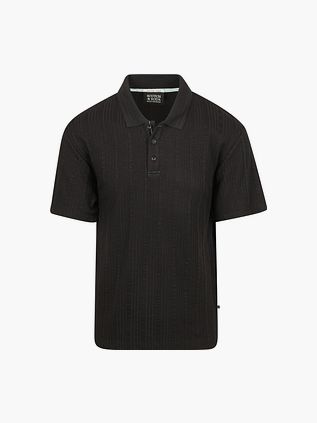 Scotch & Soda Strikk Polo – Strukturert Svart