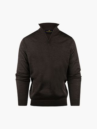 Steppin' Out tröja med halv dragkedja i merinoull, brun