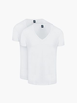 Suitable Vibamboru T-shirt Dyb V-hals Hvid 2-pak