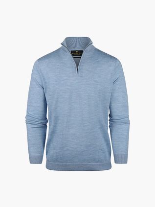 Steppin' Out Halvveis Glidelås Genser Merinoull Himmelsblå