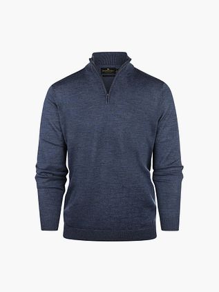 Steppin' Out Jersey de merino con media cremallera índigo azul