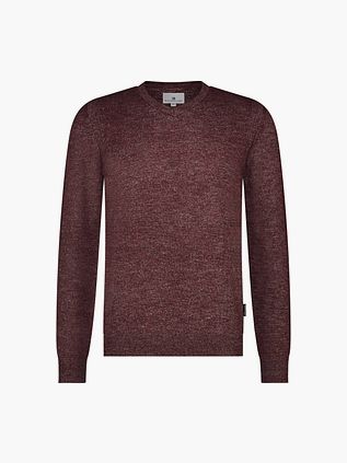 Sweter State of Art z dekoltem w serek, melanż, bordowy