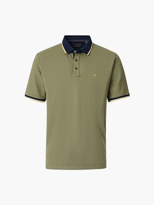 Koszulka polo CASAMODA Piqué z kontrastowymi detalami w kolorze zielonym