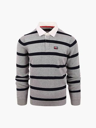 NZA Polo Cheviot Striber Grå