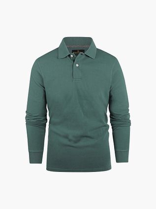 Steppin' Out Polo de manga larga de piqué clásico verde oscuro