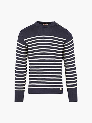 Armor-Lux Molène sweter wełniany w paski granatowy