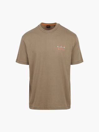 BOSS T-Shirt mit Backprint in Hellbraun