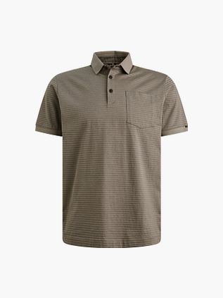 Polo Vanguard de punto jersey a rayas, taupe