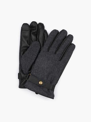 Suitable Handschuh Wool Leder Anthrazit Schwarz