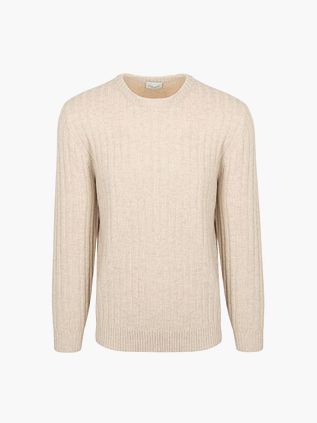 Profuomo Trøje i Rib Strik Sand af Uldblanding