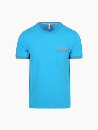 Sun68 Piqué T-Shirt Fluo Stripe Niebieski
