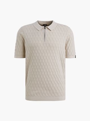 Vanguard Knitted Poloshirt Half-Zip Ecru
