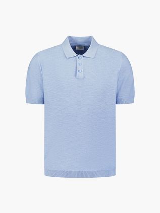 Dzianinowa koszulka polo No Excess Slub w kolorze błękitnym