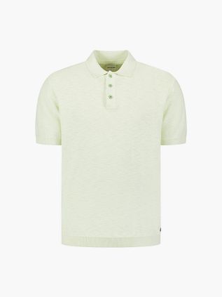 No Excess Knitted Slub Poloshirt Hellgrün