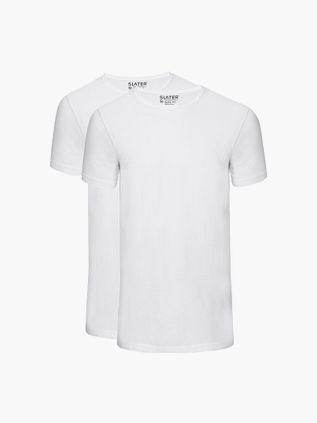 Slater 2-pak Basis Fit T-shirt Hvid