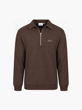 Supply & Co Sweat Polocollar Zip Aarav Marron
